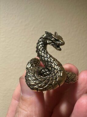 Vintage Brass Dragon Figurine Retro Mythical Creature Statue Decor